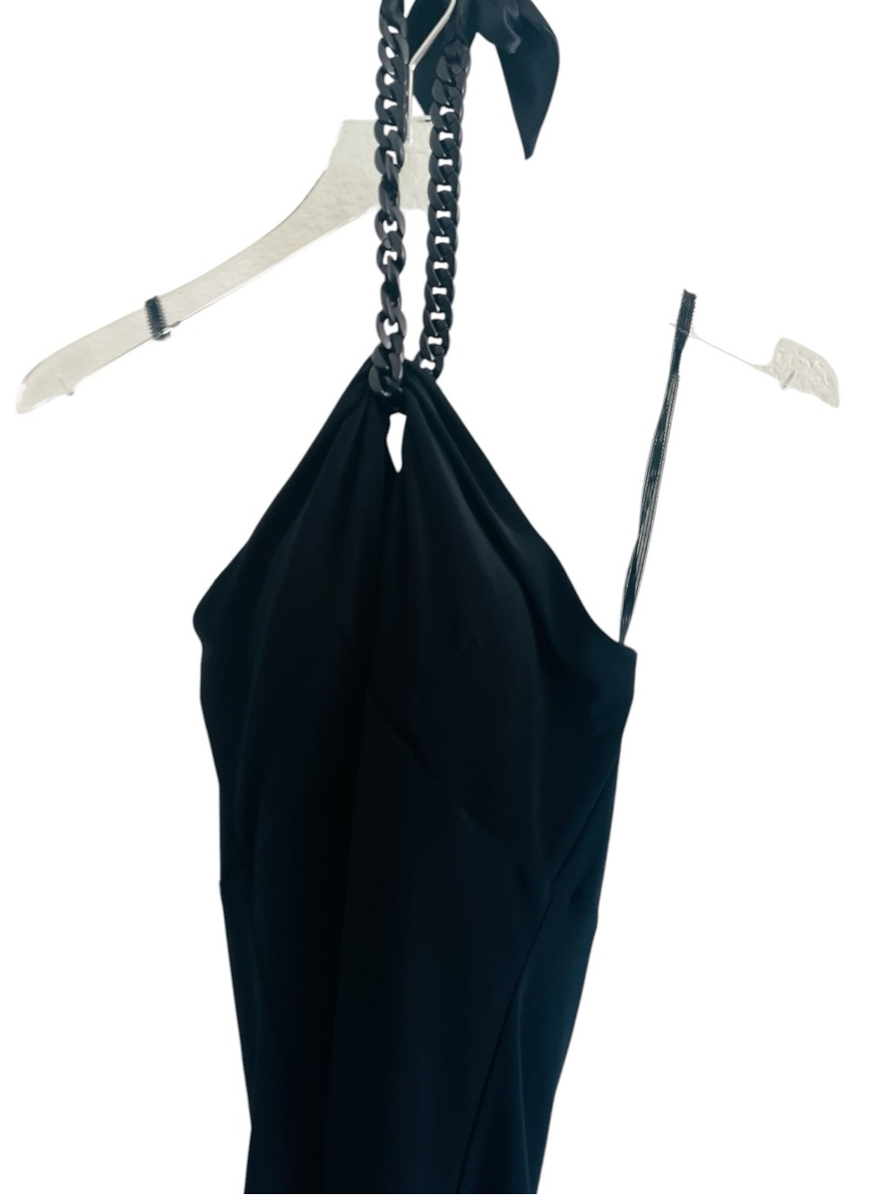 MSK Black Chain-Strap Halter Top